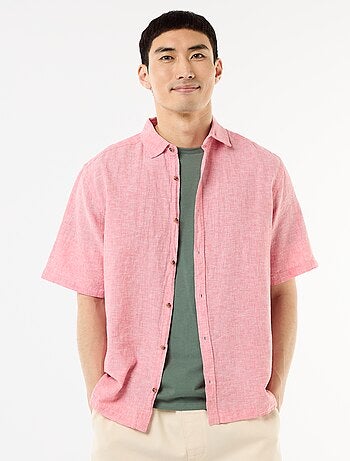 Chemise à manches courtes en lin mélangé