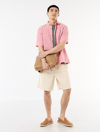 Chemise à manches courtes en lin mélangé