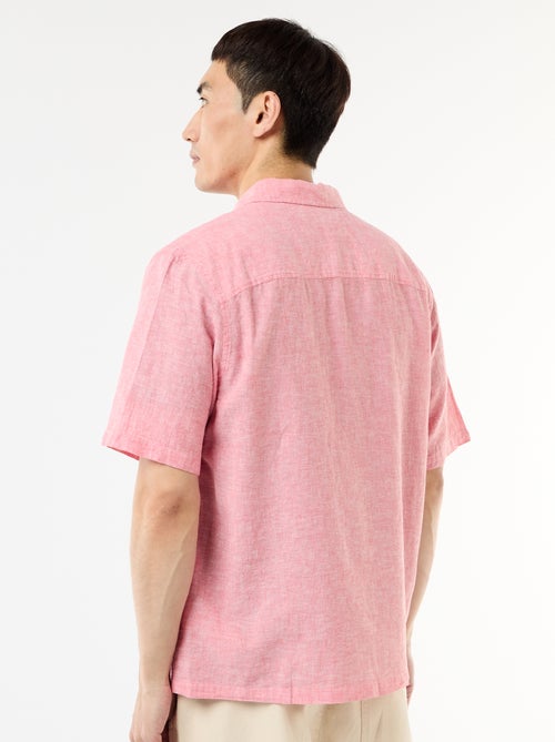 Chemise à manches courtes en lin mélangé - Kiabi