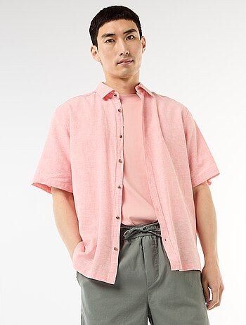 Chemise à manches courtes en lin mélangé