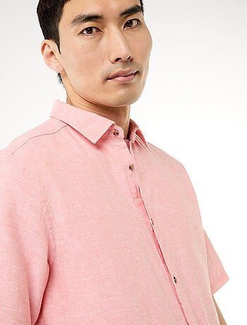 Chemise à manches courtes en lin mélangé