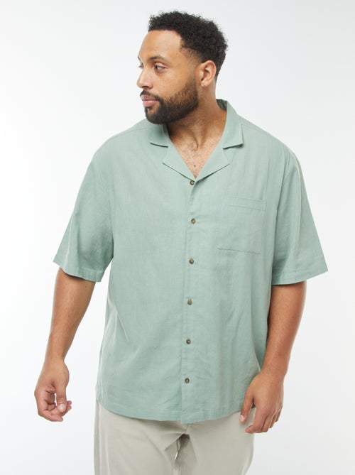 Chemise à manches courtes en lin mélangé - Kiabi