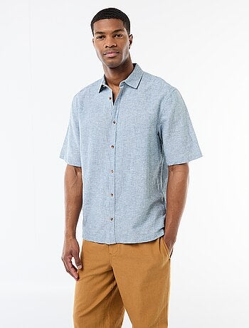 Chemise à manches courtes en lin mélangé