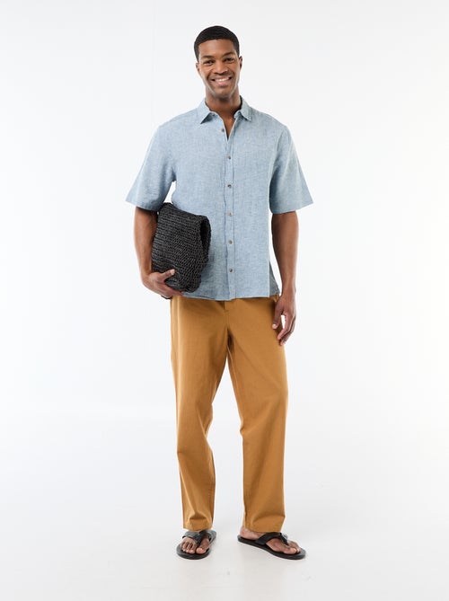 Chemise à manches courtes en lin mélangé - Kiabi Chemise à manches courtes en lin mélangé - Kiabi