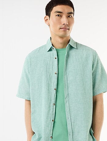 Chemise à manches courtes en lin mélangé