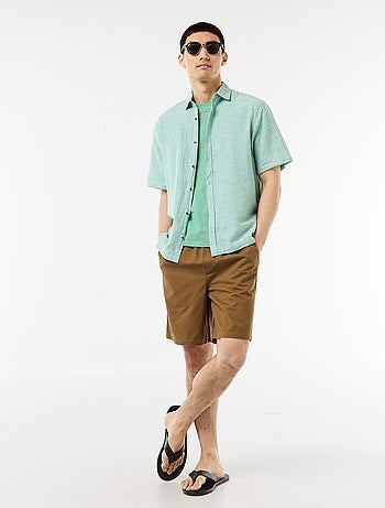 Chemise à manches courtes en lin mélangé