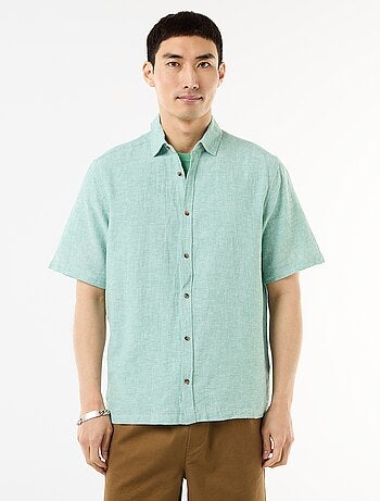 Chemise à manches courtes en lin mélangé
