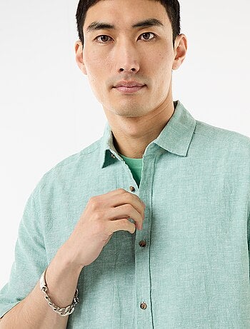 Chemise à manches courtes en lin mélangé