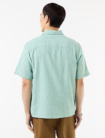 Chemise à manches courtes en lin mélangé