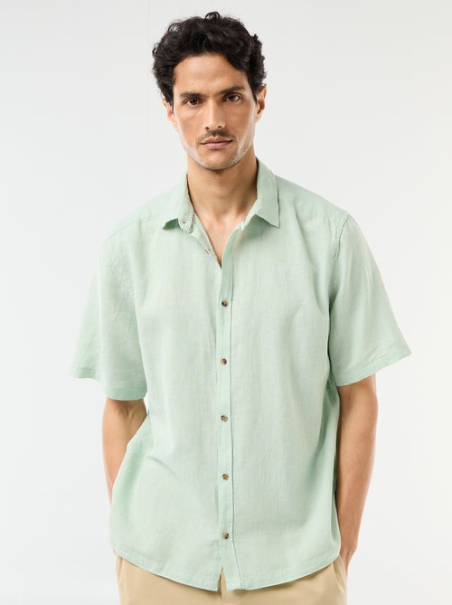 Chemise à manches courtes en lin mélangé - Kiabi