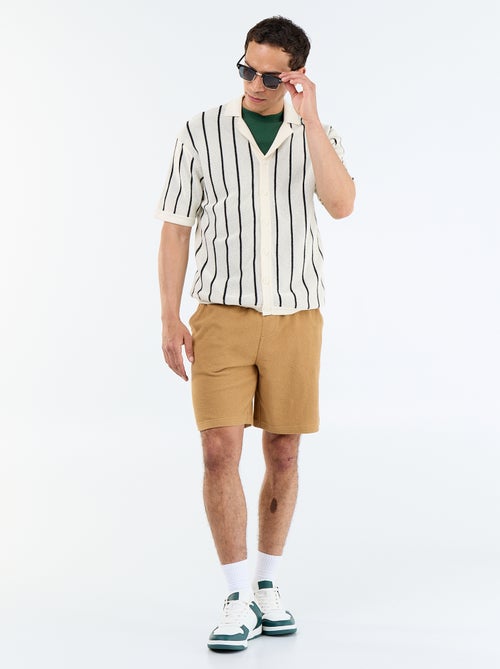 Chemise à manches courtes en maille ajourée - Kiabi