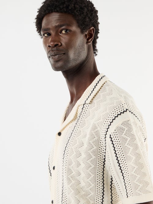 Chemise à manches courtes en maille fantaisie - Kiabi