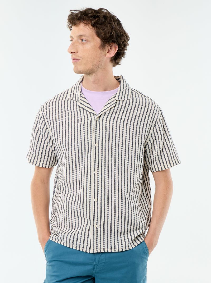 Chemise à manches courtes en maille fantaisie Blanc - Kiabi