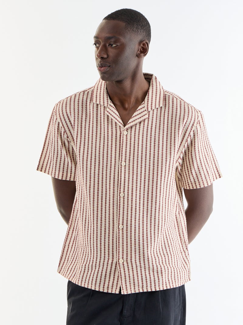 Chemise à manches courtes en maille fantaisie Blanc - Kiabi