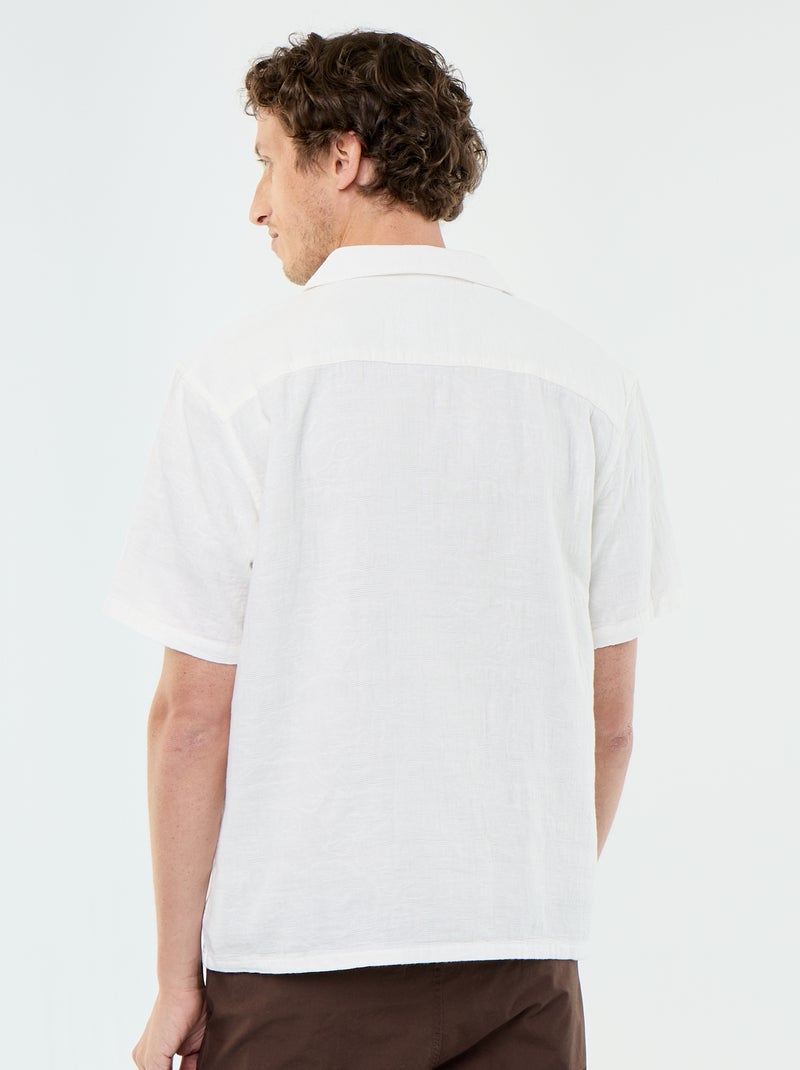 Chemise à manches courtes en maille fantaisie Blanc - Kiabi