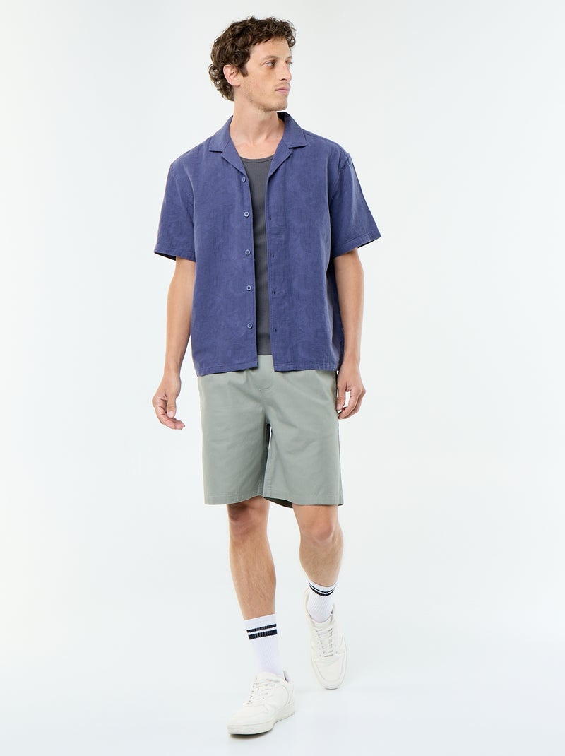 Chemise à manches courtes en maille fantaisie Bleu - Kiabi
