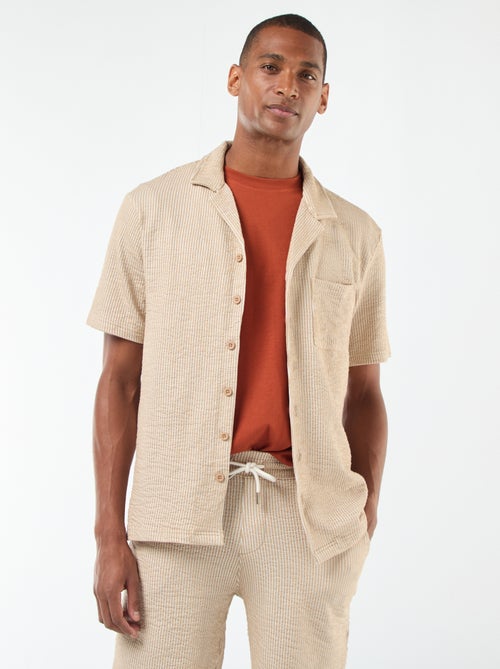 Chemise à manches courtes en matière type crépon - Kiabi