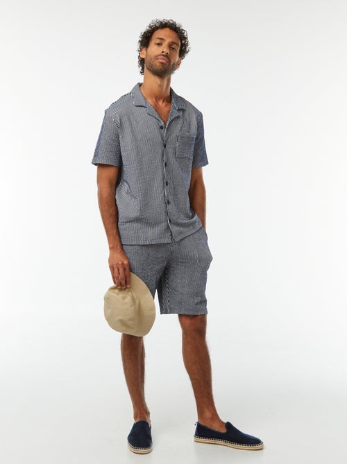 Chemise à manches courtes en matière type crépon - Kiabi