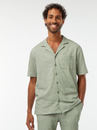 Chemise à manches courtes en matière type crépon