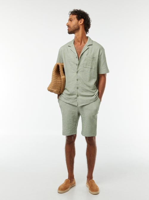 Chemise à manches courtes en matière type crépon - Kiabi