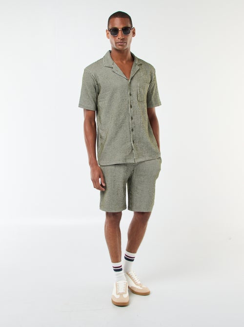 Chemise à manches courtes en matière type crépon - Kiabi
