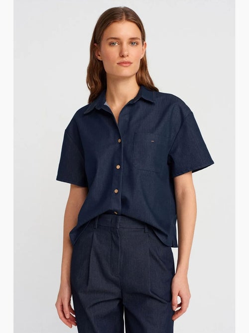 Chemise à manches courtes en mélange de lin dilvin - Kiabi Chemise à manches courtes en mélange de lin dilvin - Kiabi