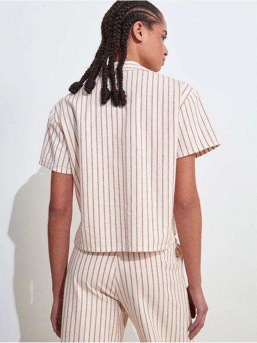 Chemise à manches courtes en mélange de lin dilvin - Kiabi