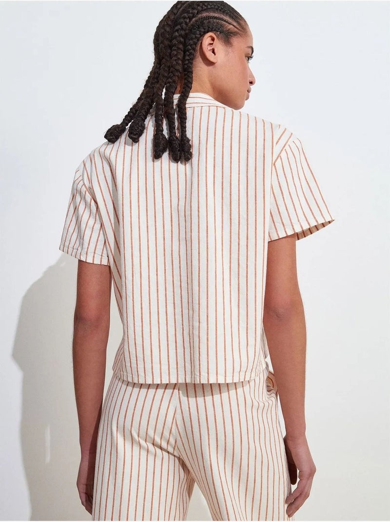 Chemise à manches courtes en mélange de lin dilvin Multicolore - Kiabi