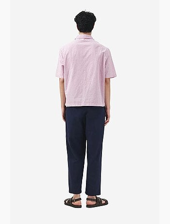 Chemise à manches courtes en popeline de coton à carreaux vichy pour homme giesto