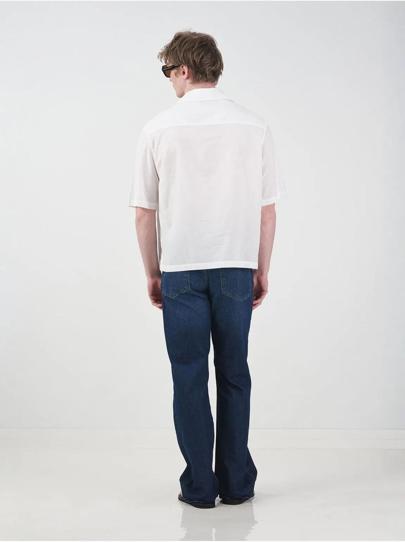 Chemise à manches courtes en popeline de coton pour homme giesto Blanc - Kiabi