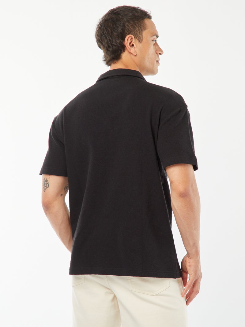 Chemise à manches courtes et col polo noir - Kiabi