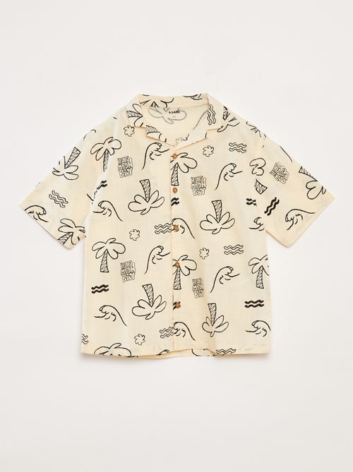 Chemise à manches courtes et col pyjama avec imprimé - Kiabi