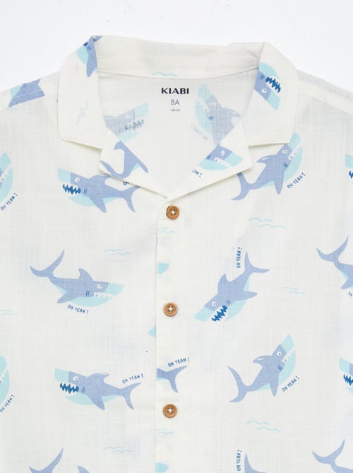 Chemise à manches courtes et col pyjama avec imprimé - Kiabi