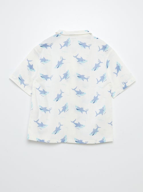 Chemise à manches courtes et col pyjama avec imprimé - Kiabi