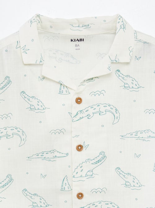 Chemise à manches courtes et col pyjama avec imprimé - Kiabi
