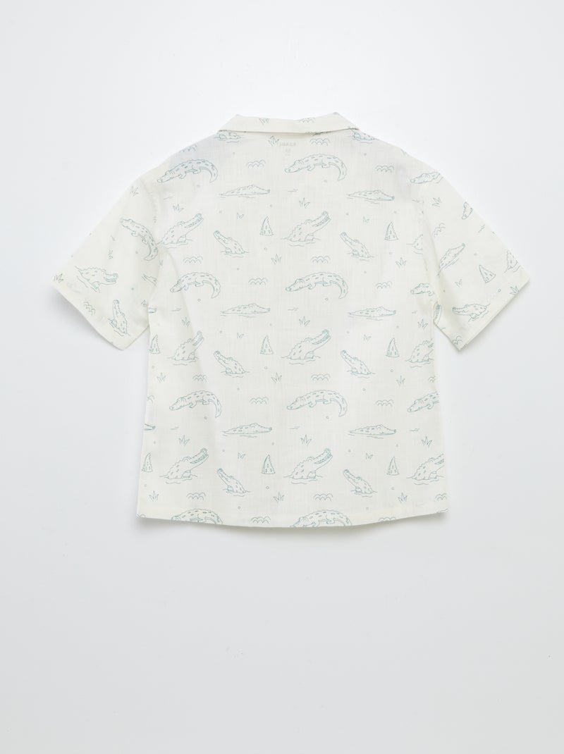 Chemise à manches courtes et col pyjama avec imprimé Blanc - Kiabi