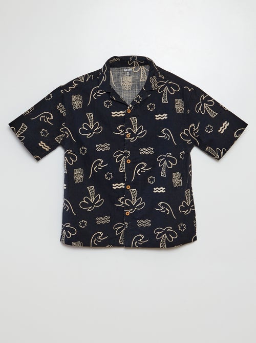 Chemise à manches courtes et col pyjama avec imprimé - Kiabi