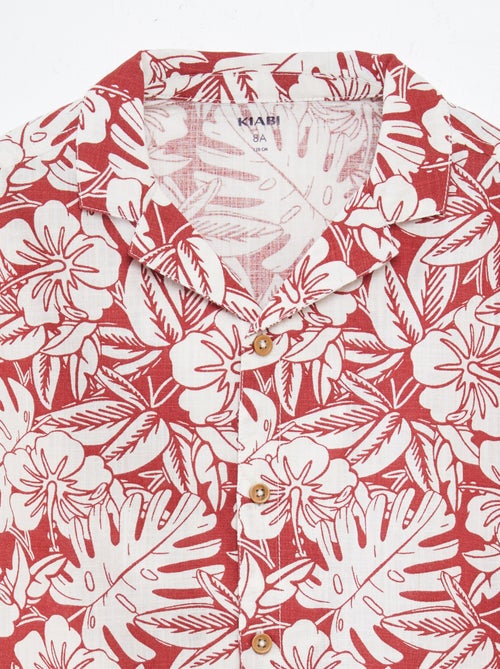Chemise à manches courtes et col pyjama avec imprimé - Kiabi