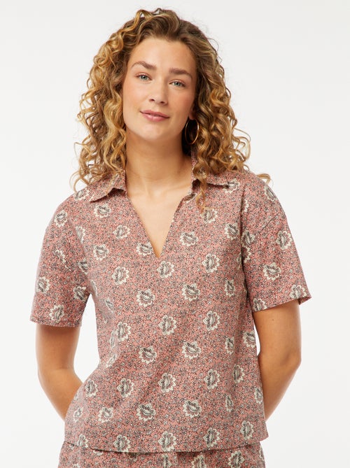 Chemise à manches courtes et motif floral - Kiabi