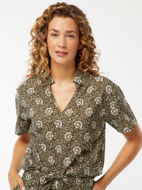 Chemise à manches courtes et motif floral - Kiabi