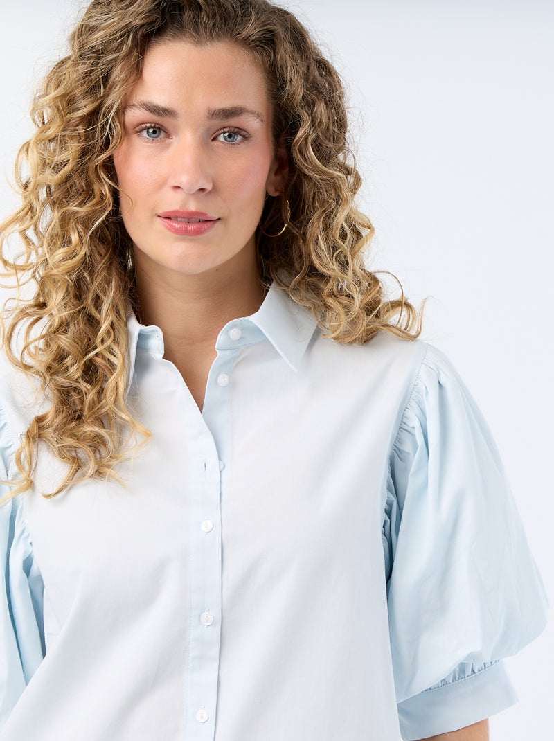 Chemise à manches courtes forme ballon Bleu - Kiabi