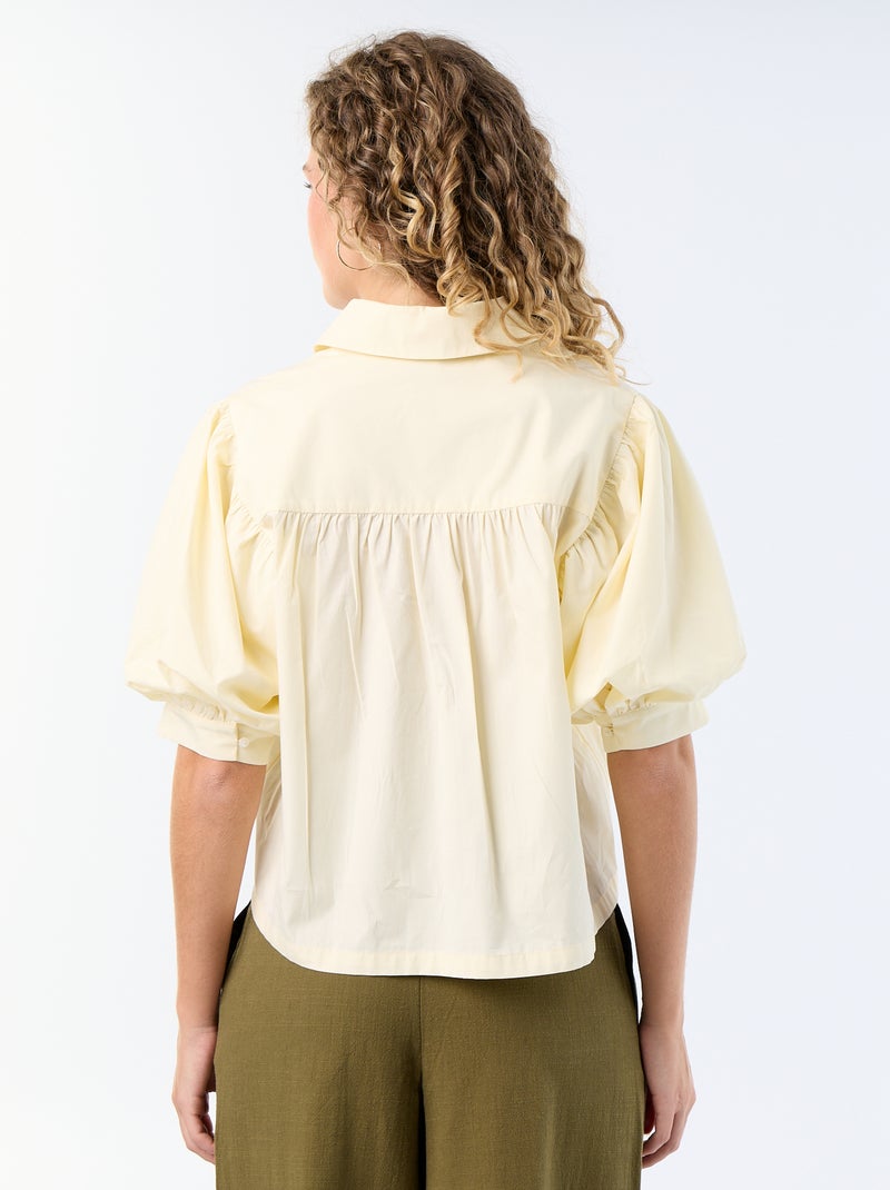Chemise à manches courtes forme ballon Jaune - Kiabi