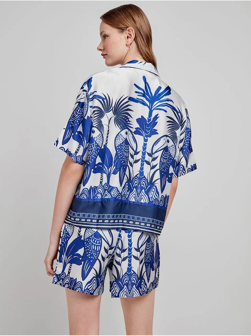 Chemise à manches courtes imprimé tropical Multicolore - Kiabi
