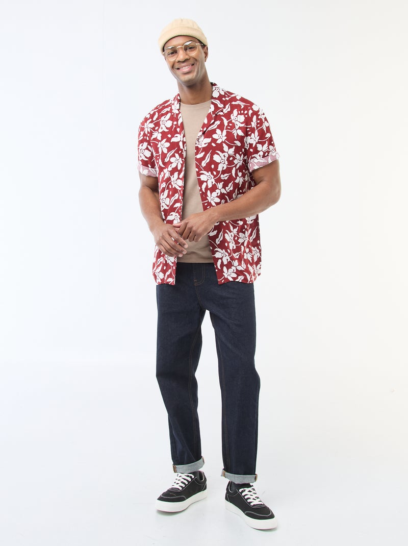 Chemise à manches courtes légère avec motif Rouge - Kiabi