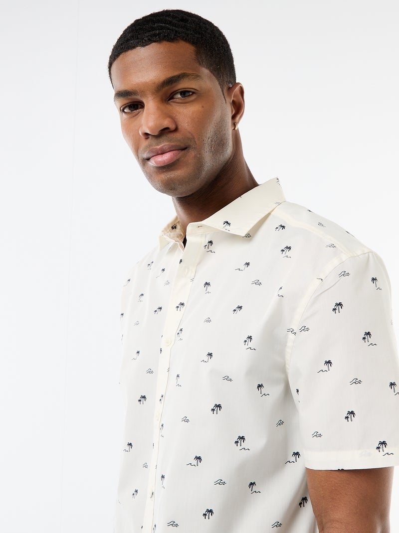 Chemise à manches courtes ouverture boutonnée Blanc - Kiabi