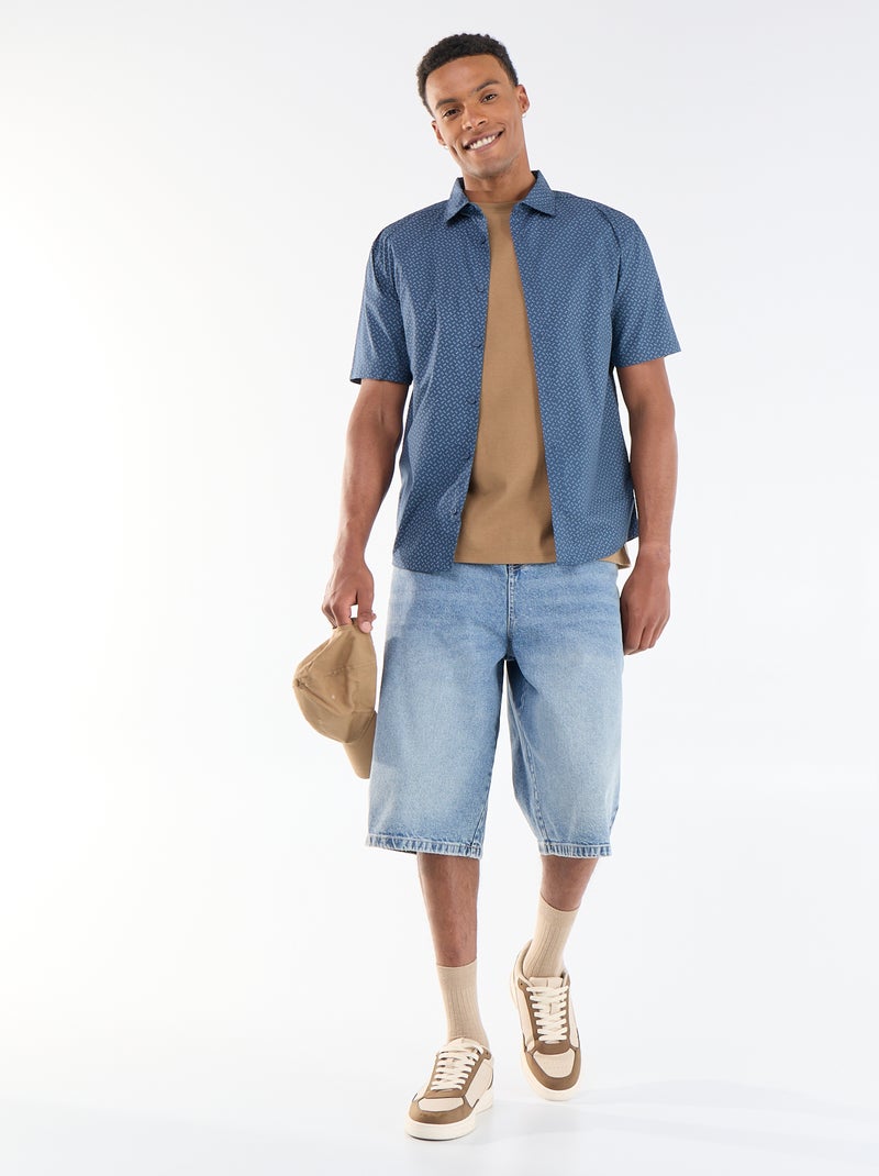 Chemise à manches courtes ouverture boutonnée Bleu - Kiabi