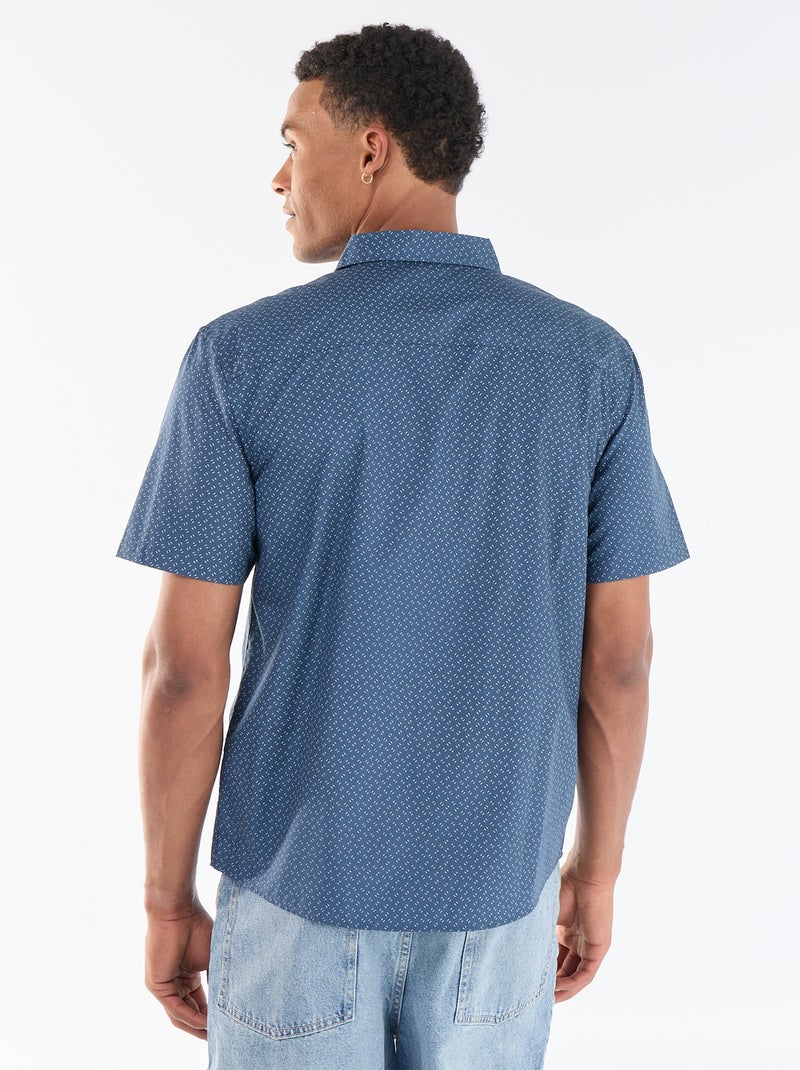 Chemise à manches courtes ouverture boutonnée Bleu - Kiabi