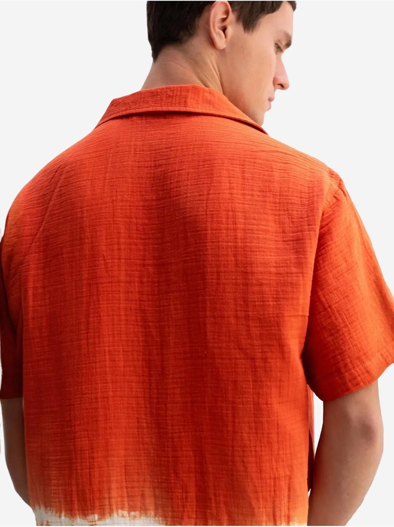 Chemise à manches courtes pour homme , motif tie-dye, fermeture boutonnée giesto Rouge brique - Kiabi