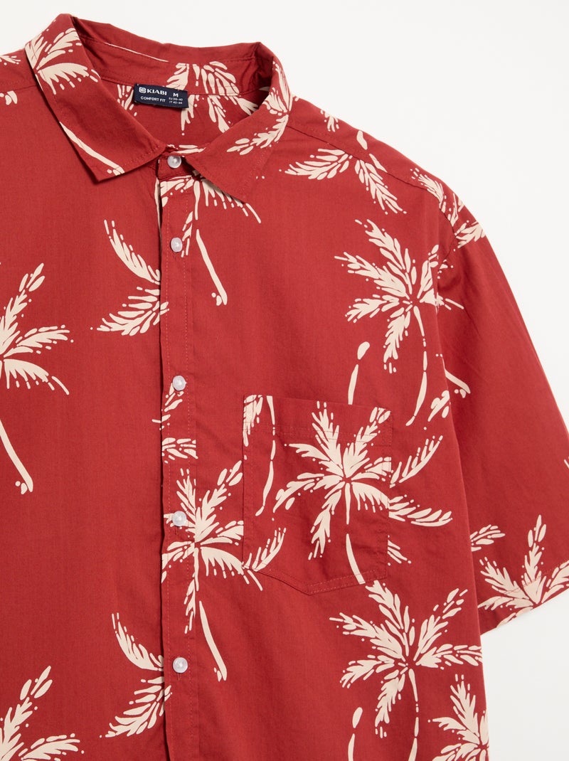 Chemise à manches courtes Rouge - Kiabi