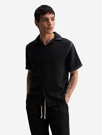 Chemise à manches courtes texturée en coton giesto